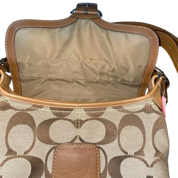 COACH Rehab Vintage Large Classic Tan and Brown Leather Saddle Style Handbag - Picture 2 of 10